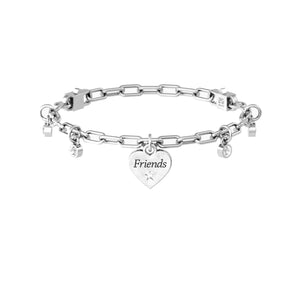 Bracciale Kidult regolabile amica con cristalli e ciondolo cuore