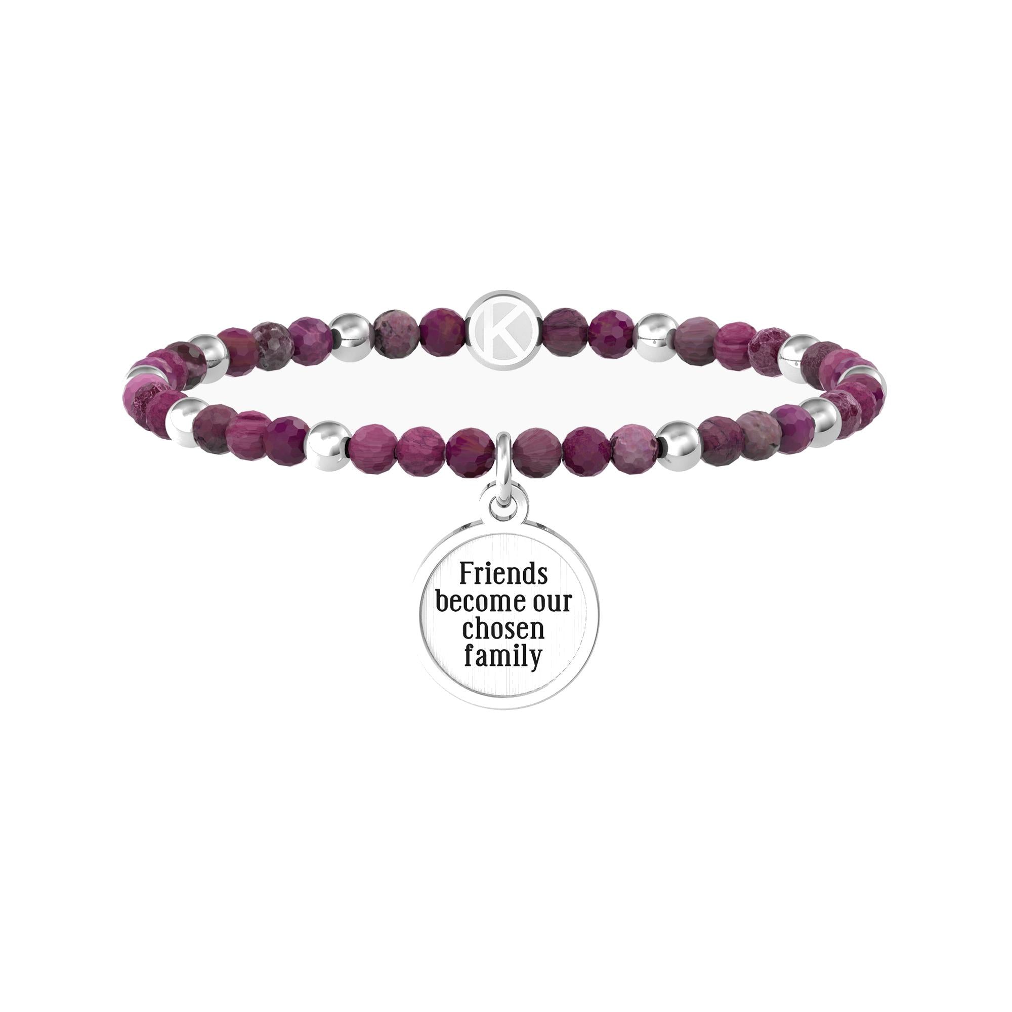 Bracciale Kidult amica con agata fucsia e ciondolo