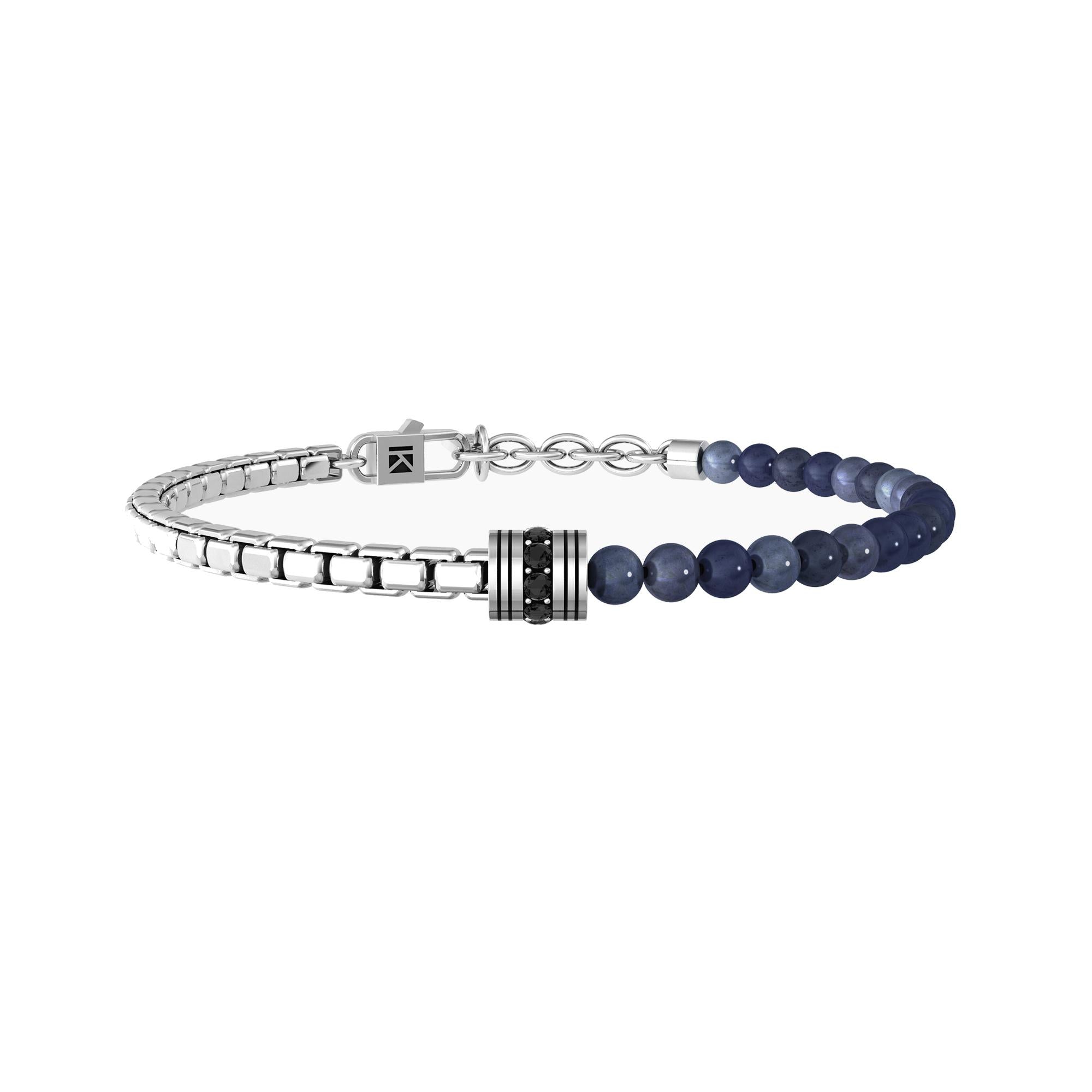 Bracciale Kidult uomo con catena e dumortierite blu