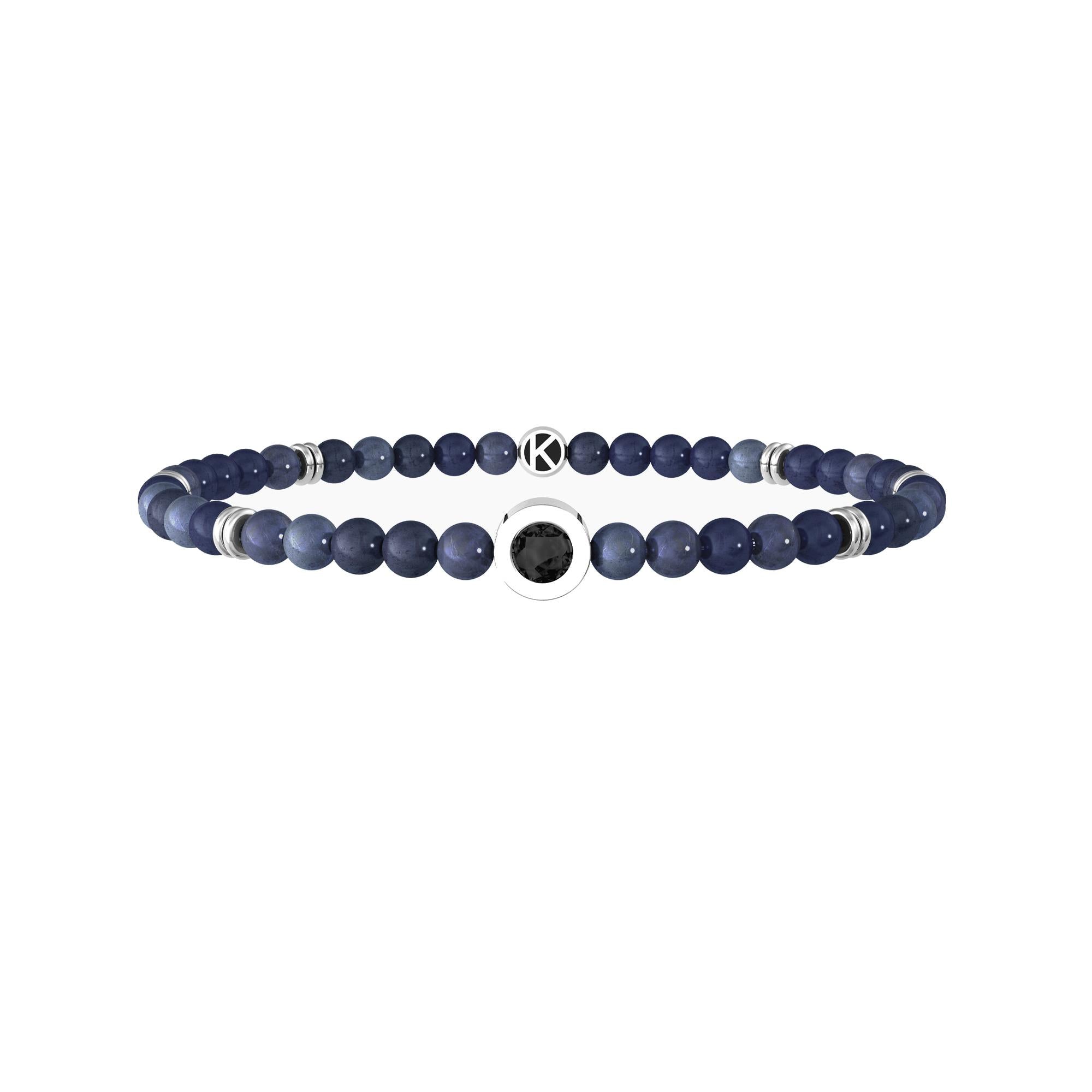 Bracciale Kidult uomo con dumortierite blu e cristalli