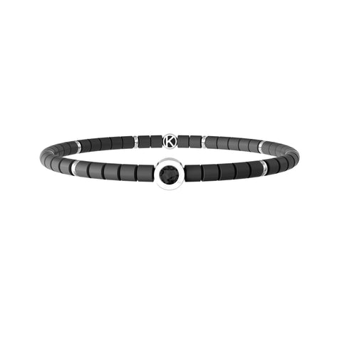 Bracciale Kidult elastico uomo con ematite grigia e cristalli