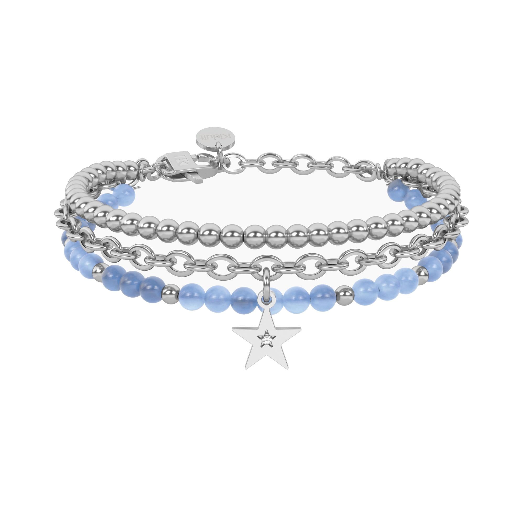 Bracciale giada azzurra con stella