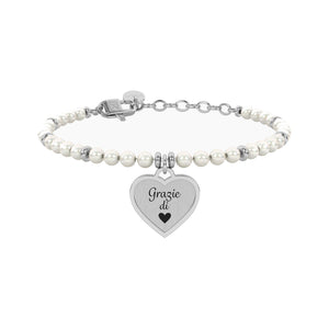 Bracciale perle con ciondolo cuore grazie