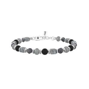 Bracciale uomo con agata nera e grigia