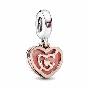 Charm pendente Labirinto di cuori rosa