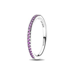 Anello Pavè Fascia Sottile Viola (Misura 56)