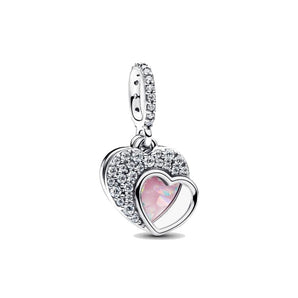 Charm Pendente Doppio Cuore Mamma Sei Bellissima