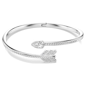 Bracciale rigido Idyllia Taglio misto, Freccia, Bianco, Placcato rodio