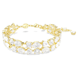 Braccialetto Swarovski Mesmera Taglio misto, Bianco, Placcato color oro
