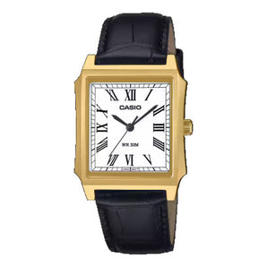Orologio Casio con cassa dorata rettangolare cinturino pelle