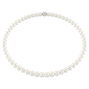 Collana Matrix Crystal Pearl, Bianca, Placcato rodio