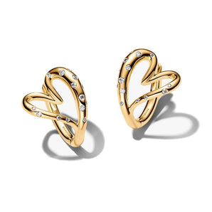 Orecchini Cuore Linea Sinuosa con Pietre Luminose