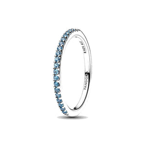 Anello Pavè Fascia Sottile Azzurro (Misura 54)