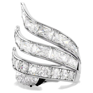 Anello Swarovski cocktail Vienna Taglio misto, Cigno, Bianco, Placcato rodio (Misura 60)
