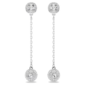 Orecchini Swarovski pendenti Una Angelic Taglio Round, Bianchi, Placcato rodio
