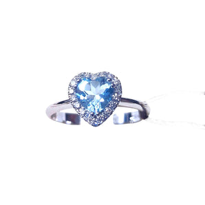 Anello in oro bianco e acquamarina Ct. 1,10 con diamanti Ct. 0,15 SI G