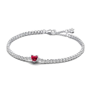 Bracciale Tennis Cuore Rosso (Mis. 18 Cm)
