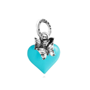 Charm cuore farfalle azzurro