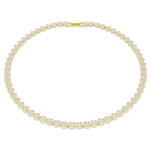 Collana Una Angelic Taglio Round, Piccola, Bianca, Placcato color oro