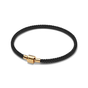 Bracciale in Corda Nera con Chiusura a Barile (Misura 19 / 20 Cm)