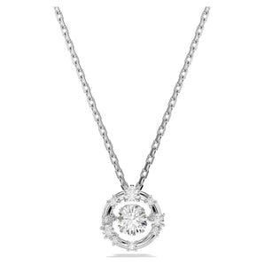 Pendente Constella Taglio Round, Dancing stone, Bianco, Placcato rodio