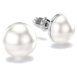 Orecchini a lobo Matrix Crystal Pearl, Bianchi, Placcato rodio