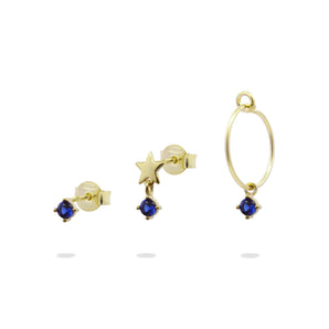 Orecchini argento 3 pezzi stella blu
