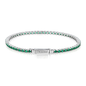 Bracciale Unoaerre in argento modello tennis pietre verdi