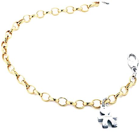 Bracciale oro giallo con maschietto oro bianco