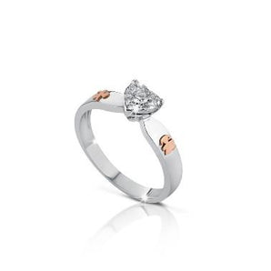 Anello oro bianco maschietto e femminuccia in oro rosa e toppetta di diamanti