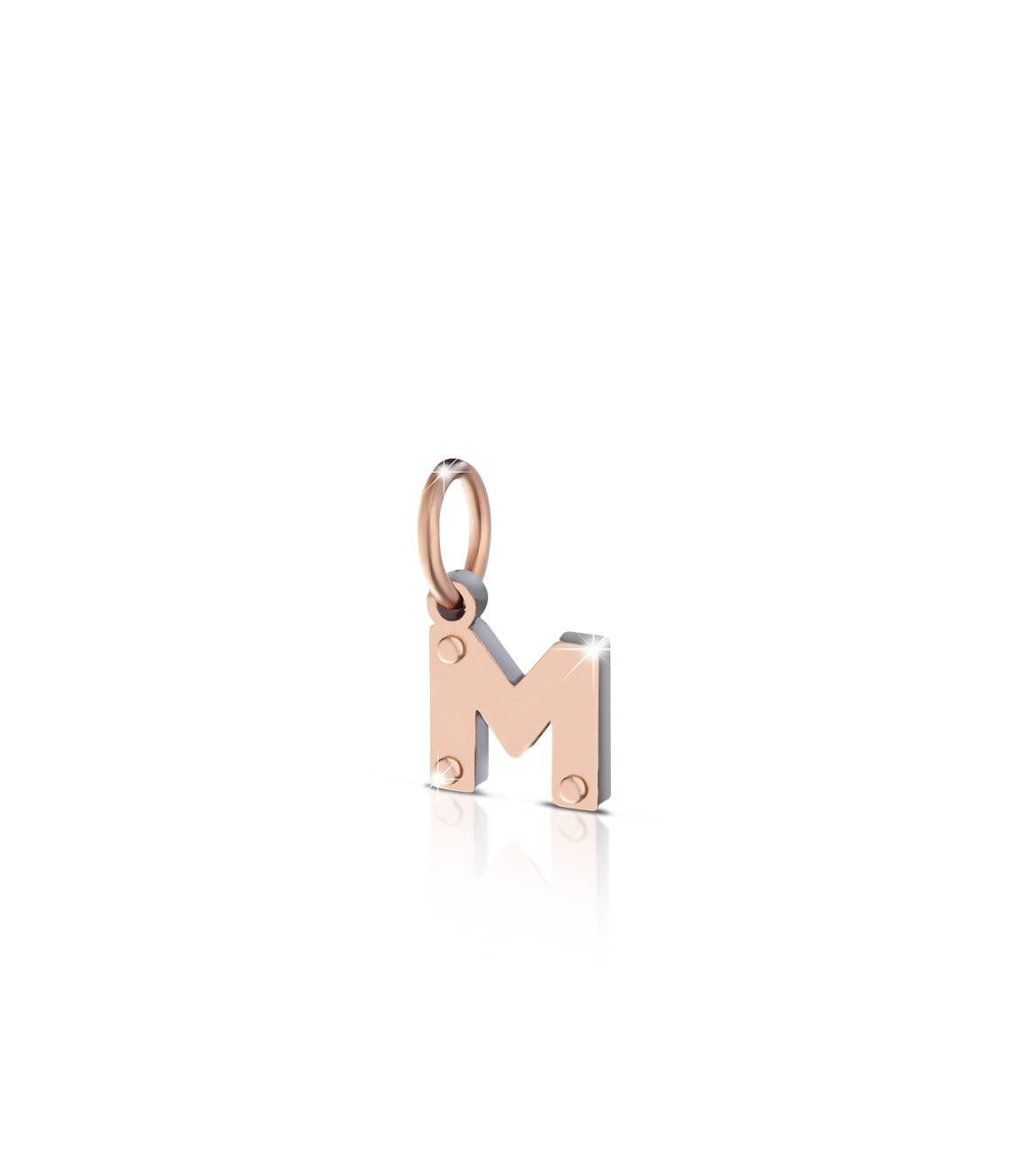 Lettera M in oro rosa e argento