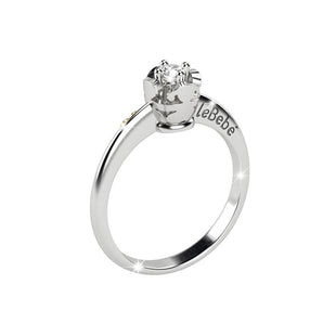 Anello modello cestino oro bianco maschietto e femminuccia in oro bianco e diamante