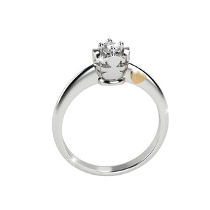 Anello solitario oro bianco 18kt con femminucce e diamante