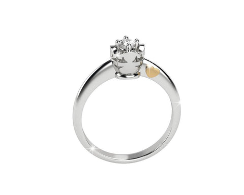 Anello solitario oro bianco 18kt con femminucce e diamante