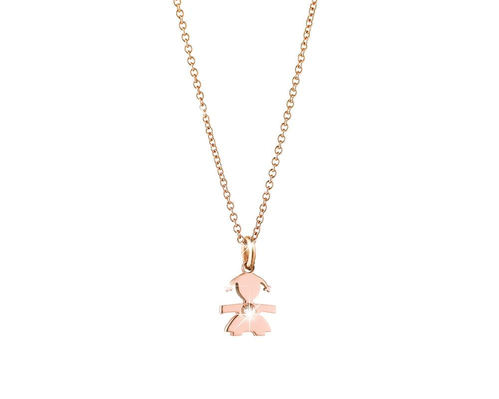 Pendente femminuccia oro rosa
con diamante