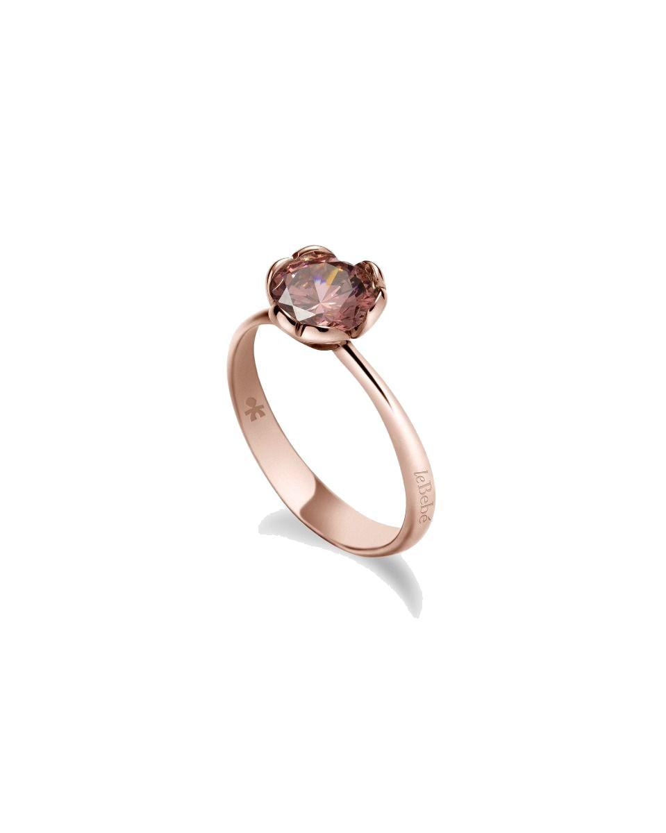 Anello Le Bebé Oro Rosa e Rodolite Bordeaux di sintesi