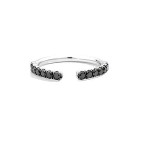 Anello Recarlo veretta aperta, oro bianco 18 kt e diamanti neri taglio brillante Ct. 0,57